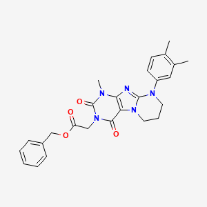 molecular formula C26H27N5O4 B2373605 benzyl 2-[9-(3,4-dimethylphenyl)-1-methyl-2,4-dioxo-1H,2H,3H,4H,6H,7H,8H,9H-pyrimido[1,2-g]purin-3-yl]acetate CAS No. 848205-63-0