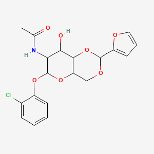 molecular formula C19H20ClNO7 B2373633 N-[6-(2-CHLOROPHENOXY)-2-(FURAN-2-YL)-8-HYDROXY-HEXAHYDRO-2H-PYRANO[3,2-D][1,3]DIOXIN-7-YL]ACETAMIDE CAS No. 1093407-90-9