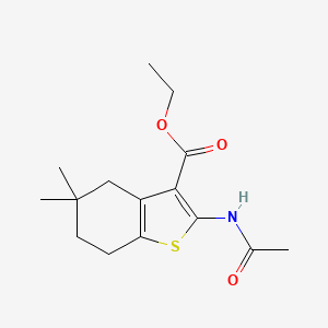 molecular formula C15H21NO3S B2373646 Ethyl 2-acetamido-5,5-dimethyl-4,5,6,7-tetrahydro-1-benzothiophene-3-carboxylate CAS No. 2059796-52-8