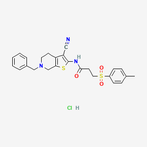 N-(6-benzyl-3-cyano-4,5,6,7-tetrahydrothieno[2,3-c]pyridin-2-yl)-3-tosylpropanamide hydrochloride