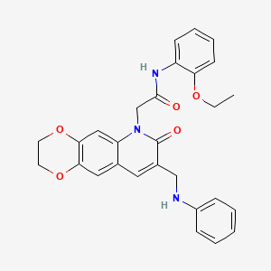 molecular formula C28H27N3O5 B2373656 N-(2-ethoxyphenyl)-2-{7-oxo-8-[(phenylamino)methyl]-2H,3H,6H,7H-[1,4]dioxino[2,3-g]quinolin-6-yl}acetamide CAS No. 932359-04-1