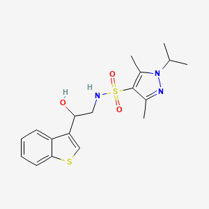 molecular formula C18H23N3O3S2 B2373667 N-(2-(benzo[b]thiophen-3-yl)-2-hydroxyethyl)-1-isopropyl-3,5-dimethyl-1H-pyrazole-4-sulfonamide CAS No. 2034570-95-9
