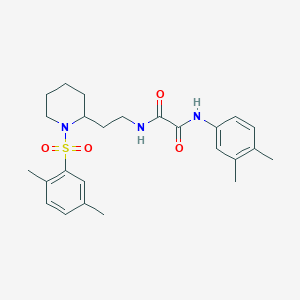 molecular formula C25H33N3O4S B2373687 N1-(3,4-dimethylphenyl)-N2-(2-(1-((2,5-dimethylphenyl)sulfonyl)piperidin-2-yl)ethyl)oxalamide CAS No. 898407-14-2