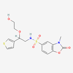 molecular formula C16H18N2O6S2 B2373711 N-[2-(2-hydroxyethoxy)-2-(thiophen-3-yl)ethyl]-3-methyl-2-oxo-2,3-dihydro-1,3-benzoxazole-5-sulfonamide CAS No. 2097894-13-6