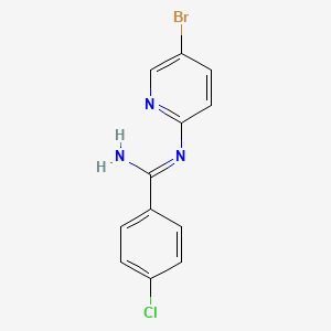 molecular formula C12H9BrClN3 B2373716 N-(5-bromopyridin-2-yl)-4-chlorobenzene-1-carboximidamide CAS No. 2109145-15-3