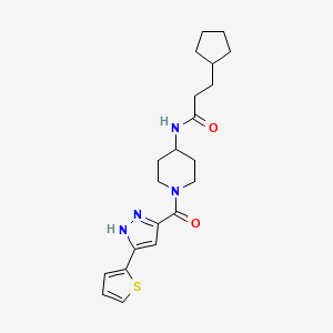 3-cyclopentyl-N-(1-(3-(thiophen-2-yl)-1H-pyrazole-5-carbonyl)piperidin-4-yl)propanamide