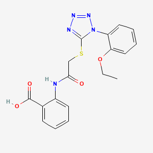 molecular formula C18H17N5O4S B2373779 2-(2-{[1-(2-ethoxyphenyl)-1H-1,2,3,4-tetrazol-5-yl]sulfanyl}acetamido)benzoic acid CAS No. 874467-86-4