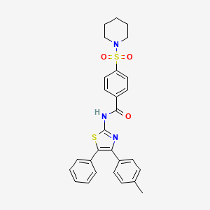 molecular formula C28H27N3O3S2 B2373786 N-(5-phenyl-4-(p-tolyl)thiazol-2-yl)-4-(piperidin-1-ylsulfonyl)benzamide CAS No. 380347-38-6