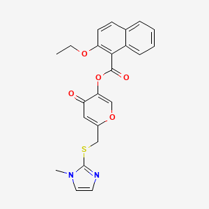 molecular formula C23H20N2O5S B2373813 6-(((1-methyl-1H-imidazol-2-yl)thio)methyl)-4-oxo-4H-pyran-3-yl 2-ethoxy-1-naphthoate CAS No. 896310-45-5