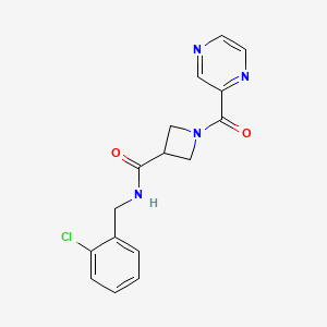 molecular formula C16H15ClN4O2 B2373827 N-[(2-chlorophenyl)methyl]-1-(pyrazine-2-carbonyl)azetidine-3-carboxamide CAS No. 1396875-58-3