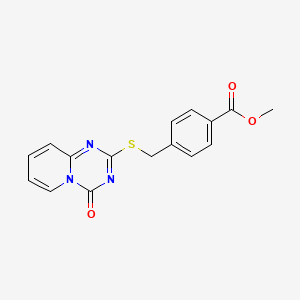molecular formula C16H13N3O3S B2373837 methyl 4-[({4-oxo-4H-pyrido[1,2-a][1,3,5]triazin-2-yl}sulfanyl)methyl]benzoate CAS No. 896333-02-1