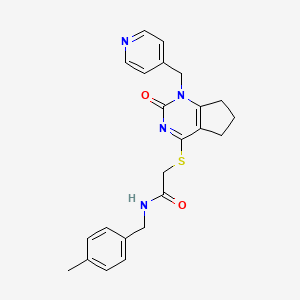 molecular formula C23H24N4O2S B2373867 N-[(4-methylphenyl)methyl]-2-({2-oxo-1-[(pyridin-4-yl)methyl]-1H,2H,5H,6H,7H-cyclopenta[d]pyrimidin-4-yl}sulfanyl)acetamide CAS No. 946373-63-3
