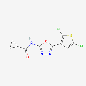 molecular formula C10H7Cl2N3O2S B2373894 N-[5-(2,5-dichlorothiophen-3-yl)-1,3,4-oxadiazol-2-yl]cyclopropanecarboxamide CAS No. 1172735-21-5