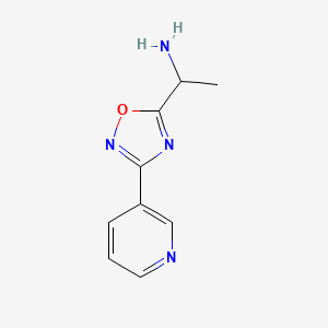 molecular formula C9H10N4O B2373908 1-(3-Pyridin-3-yl-1,2,4-oxadiazol-5-yl)ethanamine CAS No. 876710-85-9