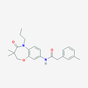 molecular formula C23H28N2O3 B2373933 N-(3,3-dimethyl-4-oxo-5-propyl-2,3,4,5-tetrahydrobenzo[b][1,4]oxazepin-8-yl)-2-(m-tolyl)acetamide CAS No. 921870-27-1