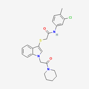 molecular formula C24H26ClN3O2S B2373944 N-(3-chloro-4-methylphenyl)-2-((1-(2-oxo-2-(piperidin-1-yl)ethyl)-1H-indol-3-yl)thio)acetamide CAS No. 878052-94-9