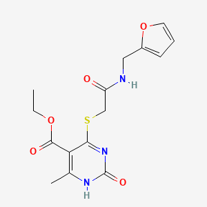 molecular formula C15H17N3O5S B2373960 ethyl 4-[({[(furan-2-yl)methyl]carbamoyl}methyl)sulfanyl]-6-methyl-2-oxo-1,2-dihydropyrimidine-5-carboxylate CAS No. 899749-48-5
