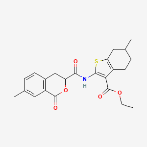 molecular formula C23H25NO5S B2373961 ethyl 6-methyl-2-(7-methyl-1-oxo-3,4-dihydro-1H-2-benzopyran-3-amido)-4,5,6,7-tetrahydro-1-benzothiophene-3-carboxylate CAS No. 853890-38-7