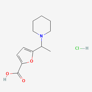 B2374033 5-[1-(1-Piperidinyl)ethyl]-2-furoic acid hydrochloride CAS No. 1158378-16-5