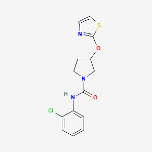 molecular formula C14H14ClN3O2S B2374036 N-(2-chlorophenyl)-3-(1,3-thiazol-2-yloxy)pyrrolidine-1-carboxamide CAS No. 2197785-25-2
