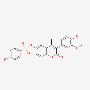 molecular formula C24H19FO7S B2374045 3-(3,4-dimethoxyphenyl)-4-methyl-2-oxo-2H-chromen-6-yl 4-fluorobenzenesulfonate CAS No. 869341-58-2