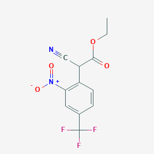 molecular formula C12H9F3N2O4 B2374097 Ethyl 2-cyano-2-(2-nitro-4-(trifluoromethyl)phenyl)acetate CAS No. 13544-04-2