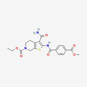 molecular formula C20H21N3O6S B2374099 ethyl 3-carbamoyl-2-(4-(methoxycarbonyl)benzamido)-4,5-dihydrothieno[2,3-c]pyridine-6(7H)-carboxylate CAS No. 920454-90-6