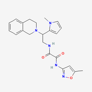 molecular formula C22H25N5O3 B2374104 N1-(2-(3,4-dihydroisoquinolin-2(1H)-yl)-2-(1-methyl-1H-pyrrol-2-yl)ethyl)-N2-(5-methylisoxazol-3-yl)oxalamide CAS No. 1049423-17-7