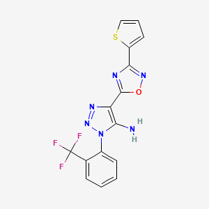 molecular formula C15H9F3N6OS B2374129 4-(3-(thiophen-2-yl)-1,2,4-oxadiazol-5-yl)-1-(2-(trifluoromethyl)phenyl)-1H-1,2,3-triazol-5-amine CAS No. 892748-87-7