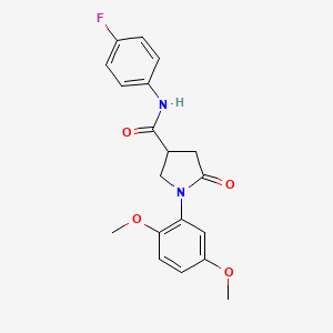 B2374131 1-(2,5-dimethoxyphenyl)-N-(4-fluorophenyl)-5-oxopyrrolidine-3-carboxamide CAS No. 924966-06-3