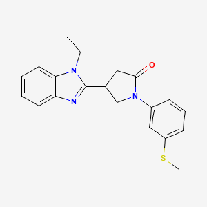 molecular formula C20H21N3OS B2374136 4-(1-ethyl-1H-benzo[d]imidazol-2-yl)-1-(3-(methylthio)phenyl)pyrrolidin-2-one CAS No. 847397-66-4