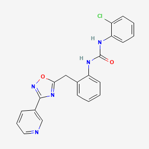 molecular formula C21H16ClN5O2 B2374147 1-(2-Chlorophenyl)-3-(2-((3-(pyridin-3-yl)-1,2,4-oxadiazol-5-yl)methyl)phenyl)urea CAS No. 1797181-19-1