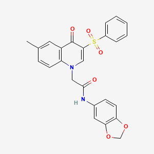 2-[3-(benzenesulfonyl)-6-methyl-4-oxoquinolin-1-yl]-N-(1,3-benzodioxol-5-yl)acetamide
