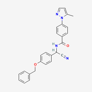 molecular formula C26H22N4O2 B2374174 N-{[4-(benzyloxy)phenyl](cyano)methyl}-4-(5-methyl-1H-pyrazol-1-yl)benzamide CAS No. 1311954-14-9