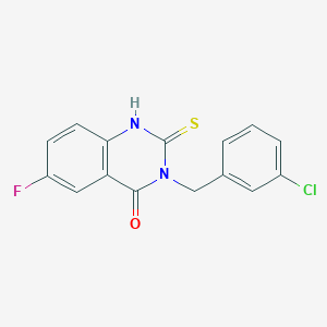 molecular formula C15H10ClFN2OS B2374213 3-[(3-chlorophenyl)methyl]-6-fluoro-2-sulfanylidene-1,2,3,4-tetrahydroquinazolin-4-one CAS No. 422274-43-9