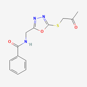 molecular formula C13H13N3O3S B2374215 N-((5-((2-oxopropyl)thio)-1,3,4-oxadiazol-2-yl)methyl)benzamide CAS No. 921064-68-8