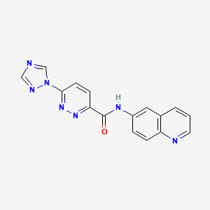 molecular formula C16H11N7O B2374220 N-(quinolin-6-yl)-6-(1H-1,2,4-triazol-1-yl)pyridazine-3-carboxamide CAS No. 1448070-89-0