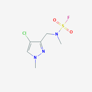 molecular formula C6H9ClFN3O2S B2374230 N-[(4-Chloro-1-methylpyrazol-3-yl)methyl]-N-methylsulfamoyl fluoride CAS No. 2411199-97-6