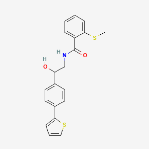 molecular formula C20H19NO2S2 B2374236 N-[2-Hydroxy-2-(4-thiophen-2-ylphenyl)ethyl]-2-methylsulfanylbenzamide CAS No. 2380183-46-8