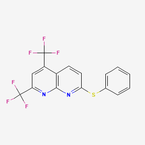 molecular formula C16H8F6N2S B2374237 7-(Phenylsulfanyl)-2,4-bis(trifluoromethyl)[1,8]naphthyridine CAS No. 241488-46-0