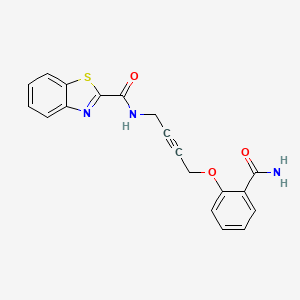 molecular formula C19H15N3O3S B2374243 N-(4-(2-carbamoylphenoxy)but-2-yn-1-yl)benzo[d]thiazole-2-carboxamide CAS No. 1421500-59-5