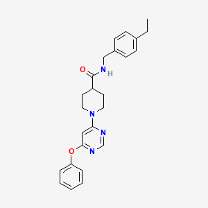 molecular formula C25H28N4O2 B2374260 N-(4-ethylbenzyl)-1-(6-phenoxypyrimidin-4-yl)piperidine-4-carboxamide CAS No. 1251703-41-9