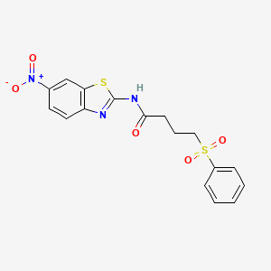 molecular formula C17H15N3O5S2 B2374266 4-(benzenesulfonyl)-N-(6-nitro-1,3-benzothiazol-2-yl)butanamide CAS No. 899732-84-4