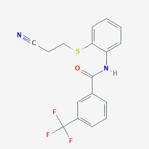 molecular formula C17H13F3N2OS B2374315 N-{2-[(2-cyanoethyl)sulfanyl]phenyl}-3-(trifluoromethyl)benzamide CAS No. 477498-16-1