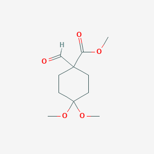 molecular formula C11H18O5 B2374341 MEthyl 1-formyl-4,4-dimethoxycyclohexane-1-carboxylate CAS No. 2288709-13-5