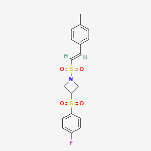 molecular formula C18H18FNO4S2 B2374360 (E)-3-((4-fluorophenyl)sulfonyl)-1-((4-methylstyryl)sulfonyl)azetidine CAS No. 1448139-27-2