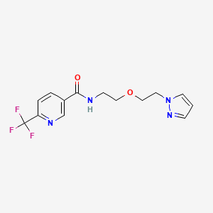 molecular formula C14H15F3N4O2 B2374372 N-(2-(2-(1H-pyrazol-1-yl)ethoxy)ethyl)-6-(trifluoromethyl)nicotinamide CAS No. 2034232-01-2