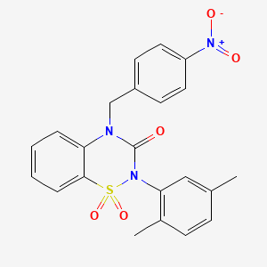 molecular formula C22H19N3O5S B2374381 2-(2,5-dimethylphenyl)-4-(4-nitrobenzyl)-2H-1,2,4-benzothiadiazin-3(4H)-one 1,1-dioxide CAS No. 896685-16-8