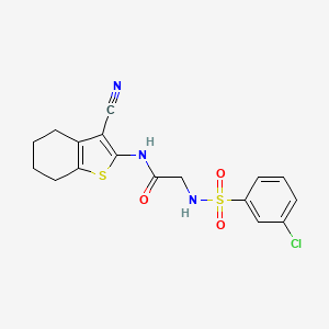 molecular formula C17H16ClN3O3S2 B2374407 2-(3-CHLOROBENZENESULFONAMIDO)-N-(3-CYANO-4,5,6,7-TETRAHYDRO-1-BENZOTHIOPHEN-2-YL)ACETAMIDE CAS No. 690644-28-1