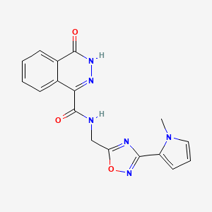 molecular formula C17H14N6O3 B2374411 N-((3-(1-methyl-1H-pyrrol-2-yl)-1,2,4-oxadiazol-5-yl)methyl)-4-oxo-3,4-dihydrophthalazine-1-carboxamide CAS No. 2034347-46-9